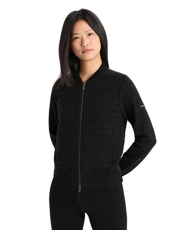 Vestes Icebreaker City Label ZoneKnit™ Merino Insulated Knit Bomber Femme Noir | FR 1659XYUF